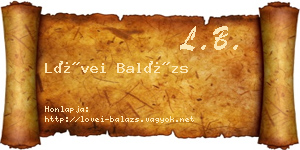Lövei Balázs névjegykártya